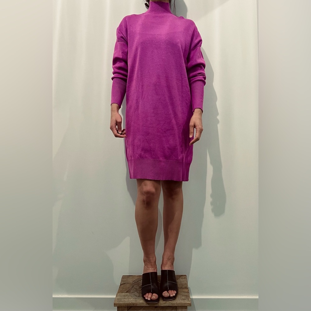 Line & Dot Vibrant Purple Long Sleeve Sweater Dress